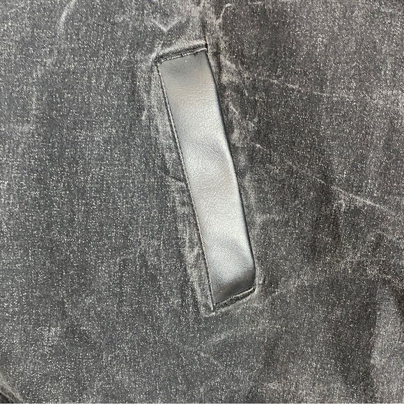Un Deux Trois Denim Jacket Sz 28 Black Stonewash Zipper Front - Picture 5 of 10